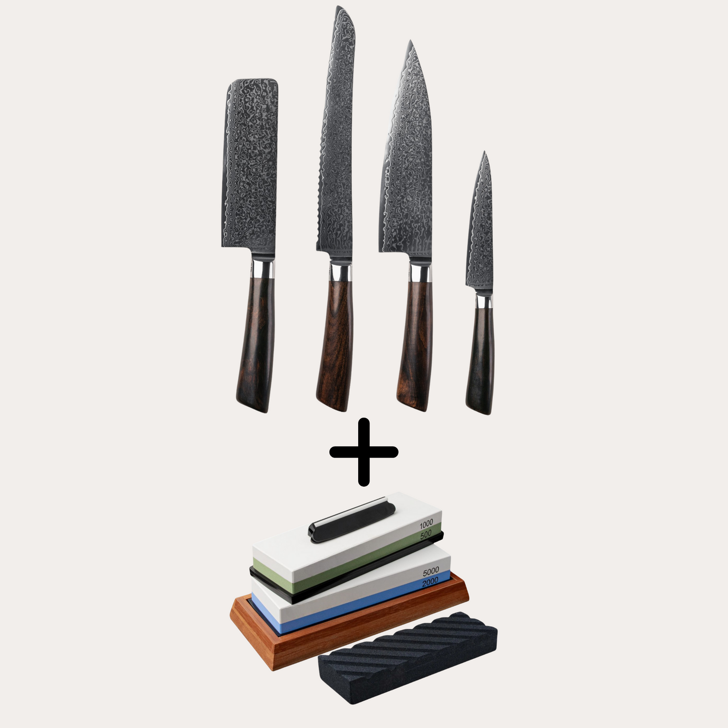 Knivsæt - Allround Set - Rose (4 knive) + gratis vedligeholdelsessæt. Normal pris: 4.643 kr. - Nu: 3.146 kr.