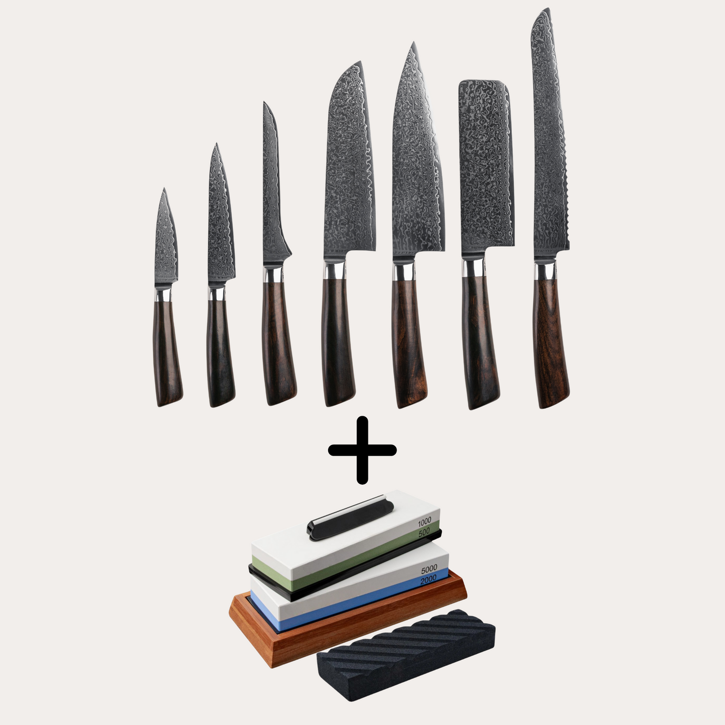 Knivsæt - Complete Set - Rose - (7 knive) + gratis vedligeholdelsessæt. Normal pris: 6.113 kr. - Nu: 4.996 kr.