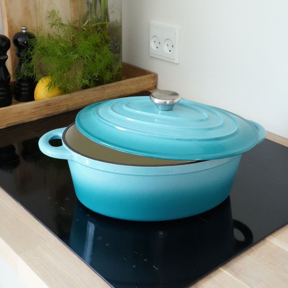 Emaljeret Oval Støbejernsgryde, 4,5 liter