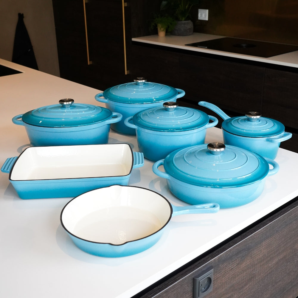 Støbejernssæt - Complete Set - Artic Blue (7 dele)