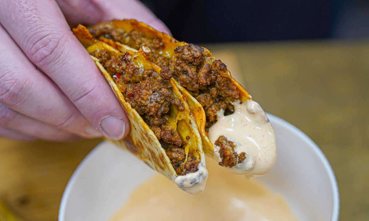 Nærbillede af Crispy beef tacos
