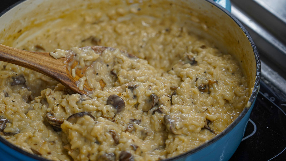 Cremet risotto med svampe og parmesan