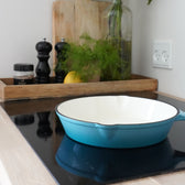 Støbejerns Stegepande Emaljeret Artic Blue fra Qookware