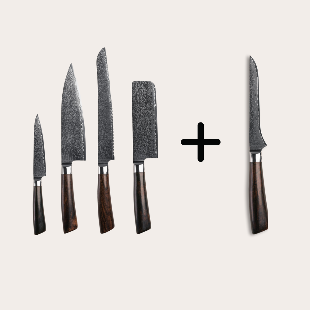 Knivsæt Allround Set Rose 4 knive med gratis udbenerkniv fra Qookware