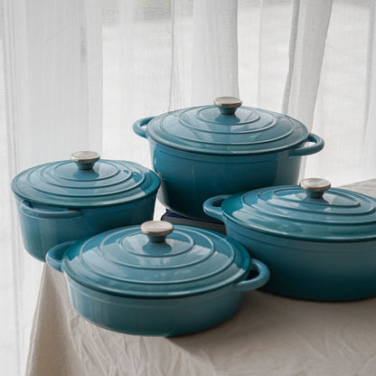 Støbejernssæt - Grydesæt - Artic Blue (4 dele)