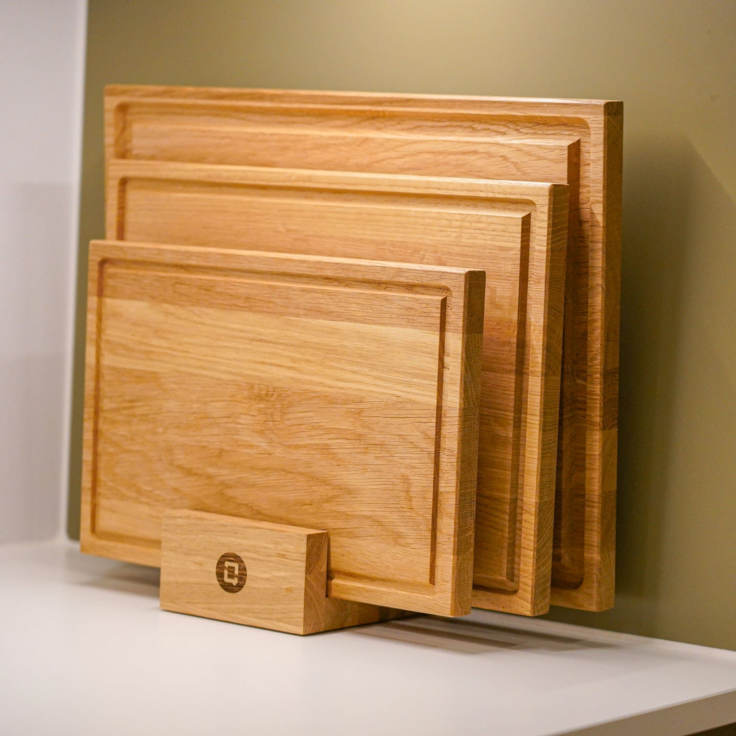 Komplet skærebræt sæt i egetræ