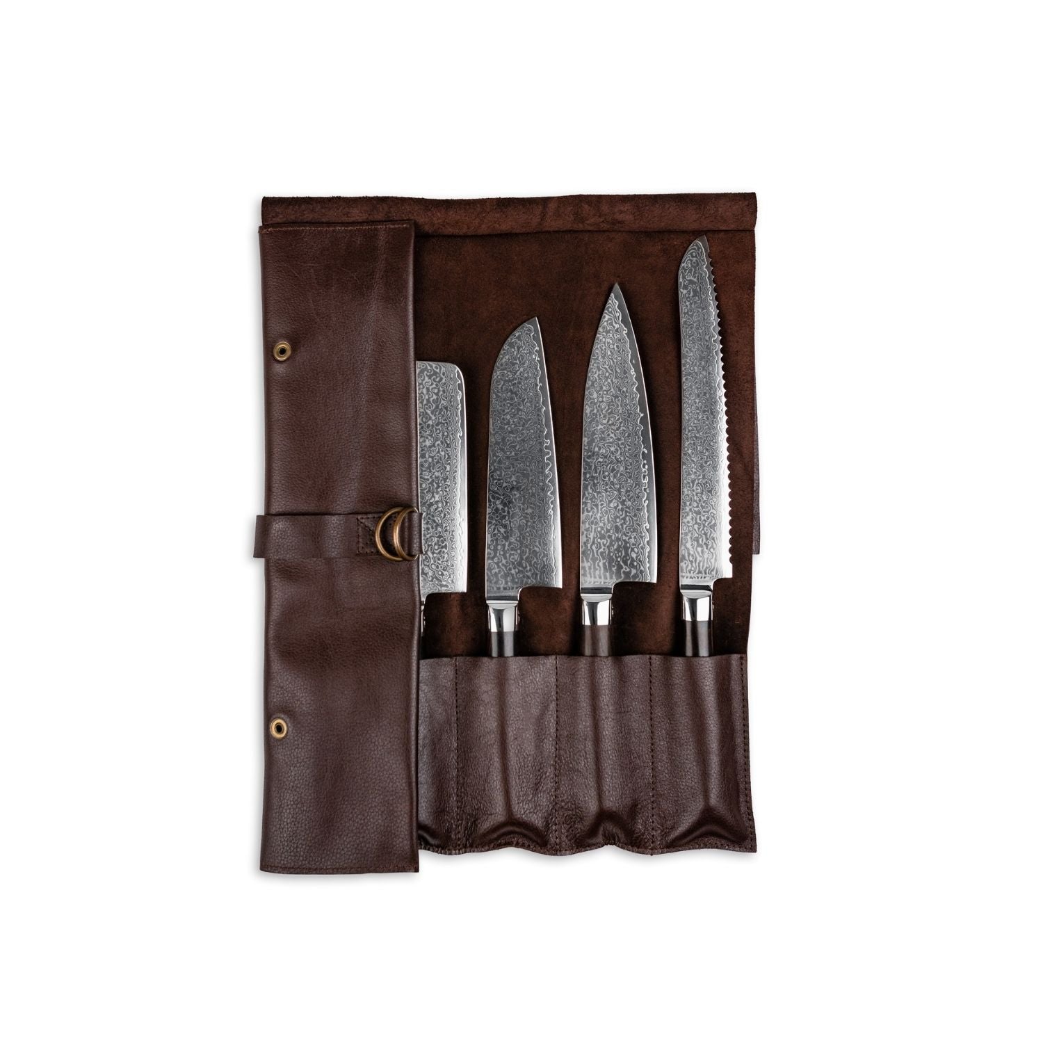 Knivmappe i læder med plads til 5 knive