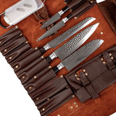 Knivtaske I Ægte Brunt Læder fra Qookware