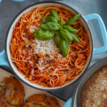 Pastaret i emaljeret støbejern med låg 2 liter fra Qookware