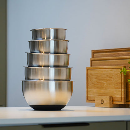 Stablet skålesæt i rustfrit stål med låg Qookware